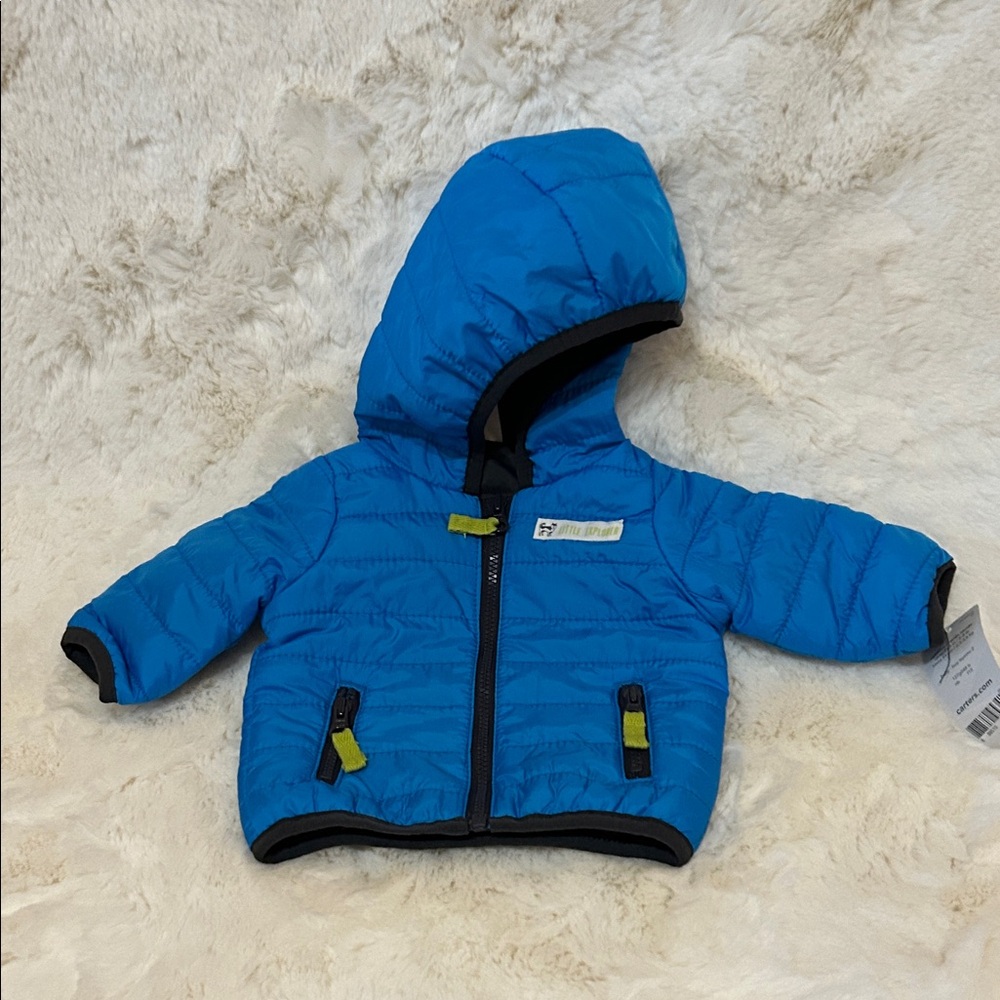 Carter’s Blue Hooded Puffer Jacket. Front zipper NWT